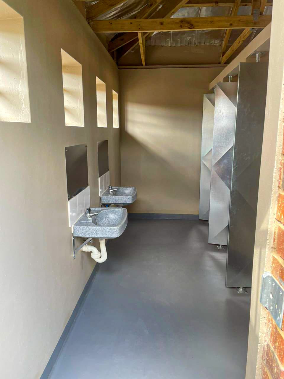 New sinks installation in school renovation project